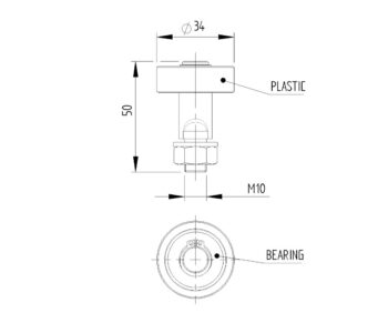 Ülemine liugvärava rullik LAAGRIGA diam. 34mm; ROOSTEVABA; plastik kate (must) - Image 2