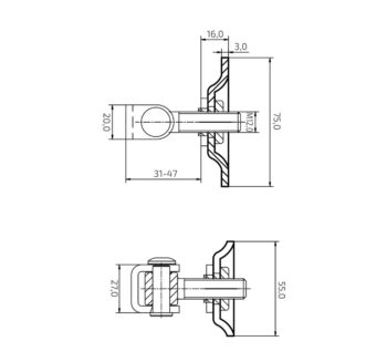 Hing M12 ankruplaadiga 55*75/3mm, roostevaba; AISI 304 - Image 4