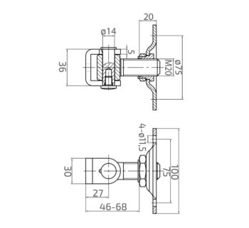 Hing M20 ankruplaadiga 100*100/4mm, roostevaba; AISI 304 - Image 4