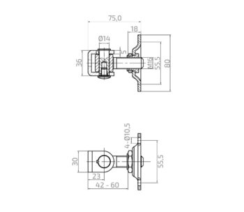 Hing M16 ankruplaadiga 80*80/4mm, roostevaba; AISI 304 - Image 4