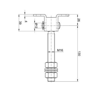 Polthing M16*156mm; keere L=115mm; plaat 28*83/4mm, reguleeritav, 180 kraadi; tsink, kandevõime: 80kg (2 hinge) - Image 3