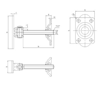 Hing M12 kahe ankruplaadiga 40*115/4mm ja 55*75/3mm, kandevõime 40kg (kaks hinge) - Image 2