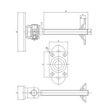 Hing M16 kahe ankruplaadiga 40*115/4mm ja 55*75/3mm, kandevõime 65kg (kaks hinge) - Image 2