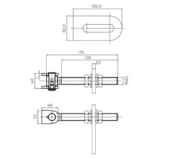 Hing M20, 180 kraadi avatav, keevitatav, keere tsink - Image 2