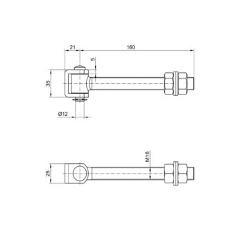 Polthing M16*181mm; keere L=140mm; reguleeritav; tsink, kandevõime: 65kg (2 hinge) - Image 2