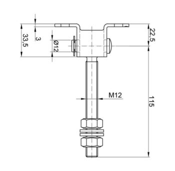 Polthing M12*137mm; keere L=105mm; plaat 25*75/3mm, reguleeritav, 180 kraadi; tsink, kandevõime: 60kg (2 hinge) - Image 3