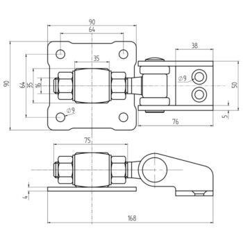 Hing M16, 180 kraadi avatav, väravatele, voldikustele, Zn, kandevõime 60kg (kaks hinge) - Image 3