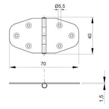 Kruvitav uksehing 70*40/1,5mm, roostevaba AISI 304 - Image 2