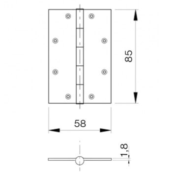 Kruvitav uksehing 58*85/1,8mm, roostevaba AISI 304 - Image 2