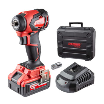 Raider Industrial akumutrikeeraja, harjadeta, 20V, 280 Nm, 4 kiirust, 1/2" + 3/8", 4 Ah – RDI-IBW03