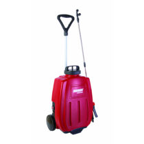 Raider RD-BKMD04 akupihusti kärul – 16 l, 12V, 8Ah, 4,5 bar, USB-laadija, 8 m ulatus