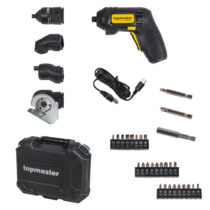 Top Master Pro 4-in-1 akukruvikeeraja – 3,6V, 1,5 Ah, 26 otsikut, LED, USB-laadimine, kohver