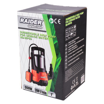 Raider RD-WP59 roostevabast terasest sukelpump reoveele – 550 W, 7 m, Ø1", 208 l/min - Image 2