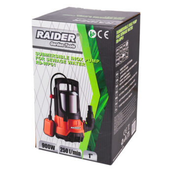 Raider RD-WP61 roostevabast terasest sukelpump reoveele – 900 W, 8,5 m, Ø1", 250 l/min