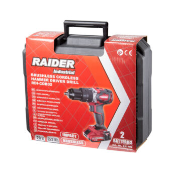 Raider Industrial akutrell, harjadeta, 20V, 62 Nm, 2x2Ah – RDI-CDB02 - Image 4