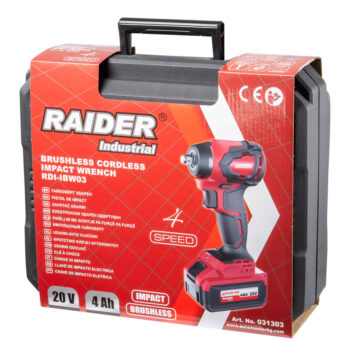 Raider Industrial akumutrikeeraja, harjadeta, 20V, 280 Nm, 4 kiirust, 1/2" + 3/8", 4 Ah – RDI-IBW03 - Image 4