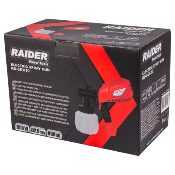 Elektriline värviprits Raider RD-SGC10 – 550 W, 800 ml, düüsid Ø1.0 / Ø1.5 / Ø1.8 / Ø2.5 mm - Image 4