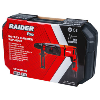 Raider RDP-HD60 puurvasar – 900 W, 3.2 J, SDS+, 4 funktsiooni, Ø28 mm, vibratsioonivastane süsteem (ABC) - Image 6