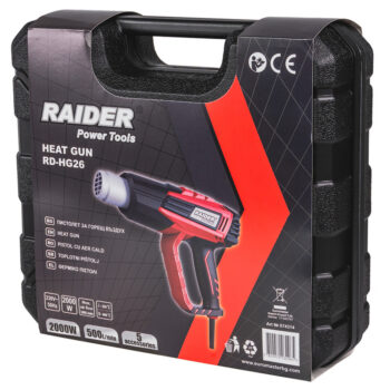 Raider RD-HG26 kuumapuhur – 2000 W, 2 töörežiimi, 5 tarvikut ja kohver - Image 6