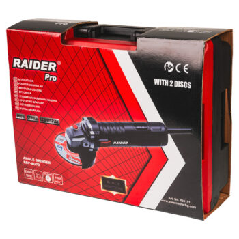 Raider Pro RDP-AG79 nurklihvija – 125 mm, 900 W, LCD-ekraan, 2 ketast, punane kohver, Black Edition - Image 9