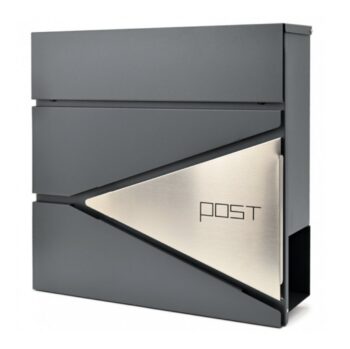 Seinale paigaldatav postkast, galvaniseeritud ja roostevaba teras, 370x370x100 mm – antratsiit (RAL7016)