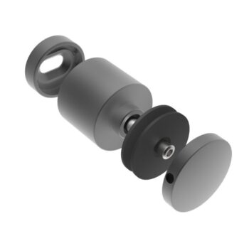 Punktkinnitus FLEX2 D=50mm; siledale pinnale, tagumine plaat keermega; klaasile 8-17,52mm, keere M10*40mm, AISI 304, must RAL9005 - Image 2