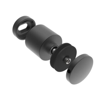 Punktkinnitus FLEX2 D=50mm; siledale pinnale, tagumine plaat keermega; klaasile 8-17,52mm, keere M10*40mm, AISI 304, must RAL9005 - Image 2