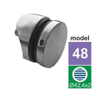 Punktkinnitus klaasile D 70mm; ümarale 42,4mm torule; puks 10mm, klaasile 8-17,52mm, keere M10*40mm, AISI 304, Satiin - Image 2