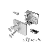 Klaasikinnituste komplekt Model 230P (4 kinnitust), klaasile 1,5–10,76 mm, ümarale postile Ø42,4 mm, AISI 304, Satiin