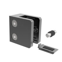 Klaasi-või lehtmetalli kinnitus Model 230P, klaasile 1,5-10,76mm, lisahoidja, siledale pinnale, Zamak+RAL7016 (tumehall)