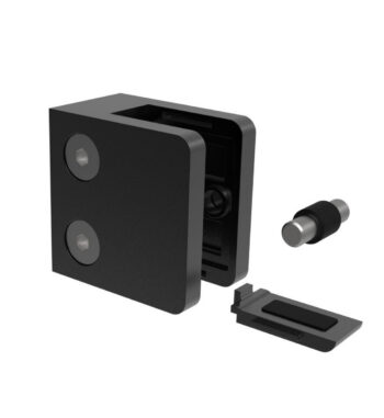 Klaasi-või lehtmetalli kinnitus Model 230P, klaasile 1,5-10,76mm, lisahoidja, siledale pinnale, Zamak+RAL9005 (Must)