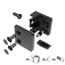 Klaasikinnituste komplekt Model 230P (4 kinnitust), klaasile 1,5–10,76 mm, siledale pinnale, AISI 304, must värv (PVD)