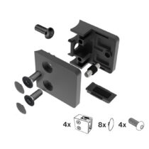 Klaasikinnituste komplekt Model 230P (4 kinnitust), klaasile 1,5–10,76 mm, ümarale postile Ø42,4 mm, AISI 304, Satiin, must värv (PVD)