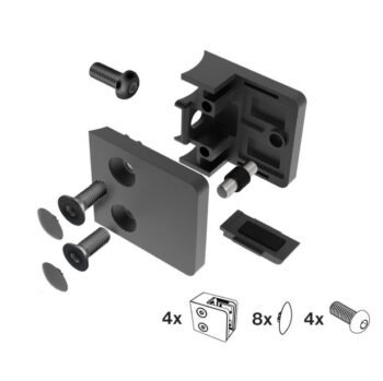 Klaasikinnituste komplekt Model 230P (4 kinnitust), klaasile 1,5–10,76 mm, ümarale postile Ø42,4 mm, AISI 304, Satiin, must värv (PVD)