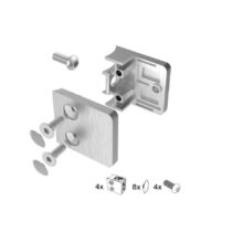 Klaasikinnituste komplekt Model 23 (4 kinnitust), klaasile 1,5–10,76 mm, ümarale postile Ø42,4 mm, AISI 304, Satiin