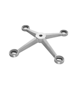 Spider-kinnitus, reguleeritav,  fassaadiklaasile – AISI 304, 4-haruline, kuni 2100N tuulekoormusele