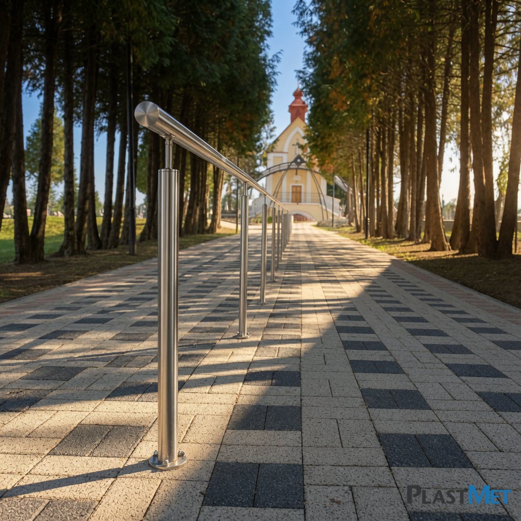 Külgmine piirdepost 40x40 koos Ø42 mm käsipuu kinnitusega