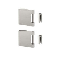 Alumiiniumist uksehingede komplekt klaasuksele OFFICE (paaris, vajab vastust) – 2 tk komplektis, 8–10 mm klaasile, satiin-INOX viimistlus