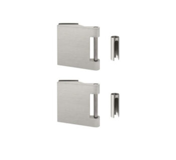 Alumiiniumist uksehingede komplekt klaasuksele OFFICE (paaris, vajab vastust) – 2 tk komplektis, 8–10 mm klaasile, satiin-INOX viimistlus