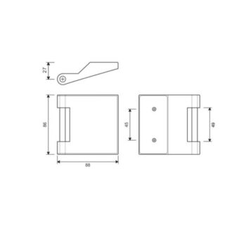 Alumiiniumist uksehingede komplekt klaasuksele OFFICE (paaris, vajab vastust) – 2 tk komplektis, 8–10 mm klaasile, satiin-INOX viimistlus - Image 2