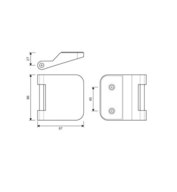 Alumiiniumist uksehingede komplekt klaasuksele OFFICE (paaris, vajab vastust) – 2 tk komplektis, 8–10 mm klaasile, satiin-INOX viimistlus - Image 2