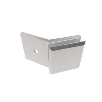 Klaasikinnitus sein–klaas, 135°, 45x45 mm, Zamak, poleeritud, klaasile 8–10 mm