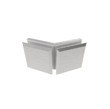 Klaasikinnitus klaas–klaas, 135°, 45x45 mm, Zamak, satiin, klaasile 8–10 mm