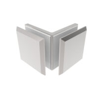 Klaaspaneeli kinnitus klaas–klaas 90°, 45x45 mm, Zamak, poleeritud, klaasile 8–10 mm