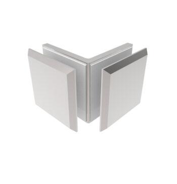 Klaaspaneeli kinnitus klaas–klaas 90°, 45x45 mm, Zamak, poleeritud, klaasile 8–10 mm
