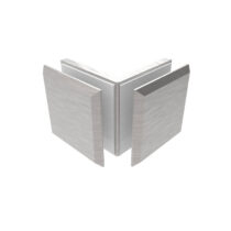 Klaasikinnitus klaas–klaas, 90°, 45x45 mm, Zamak, satiin, klaasile 8–10 mm
