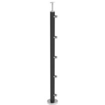 Roostevaba post 42,4mm, H1000mm, ümarvarda kinnitused 5tk, kandur 42,4mm, AISI304, must värv