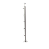 Roostevaba post 42,4mm, H1100mm, ümarvarda kinnitused 5tk, kandur 42,4mm, AISI304, Satiin