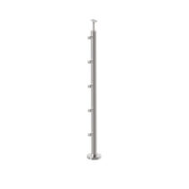 Roostevaba post 42,4mm, H1100mm, ümarvarda kinnitused 5tk, kandur 42,4mm, AISI304, Poleer