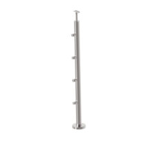 Roostevaba post trepile 42,4mm, H900mm, ümarvarda kinnitused 4tk, kandur 42,4mm, AISI304, Satiin